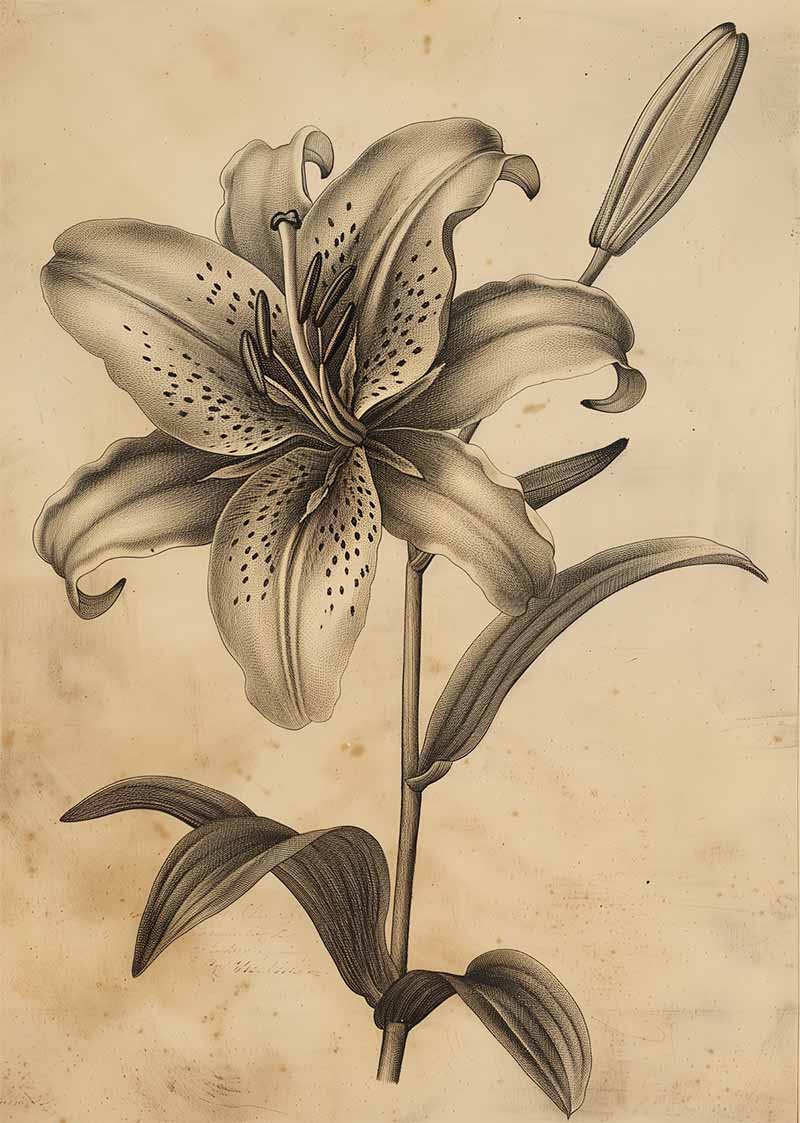 Lily, Botanical drawing