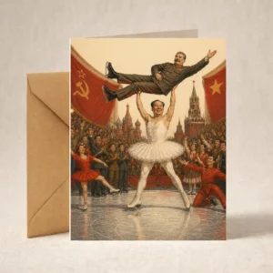 Greeting Card - Mao Zedong Figure Skating with Stalin