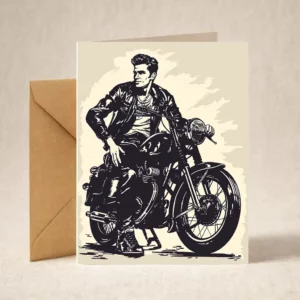 Greeting Card - Vintage Biker Guy
