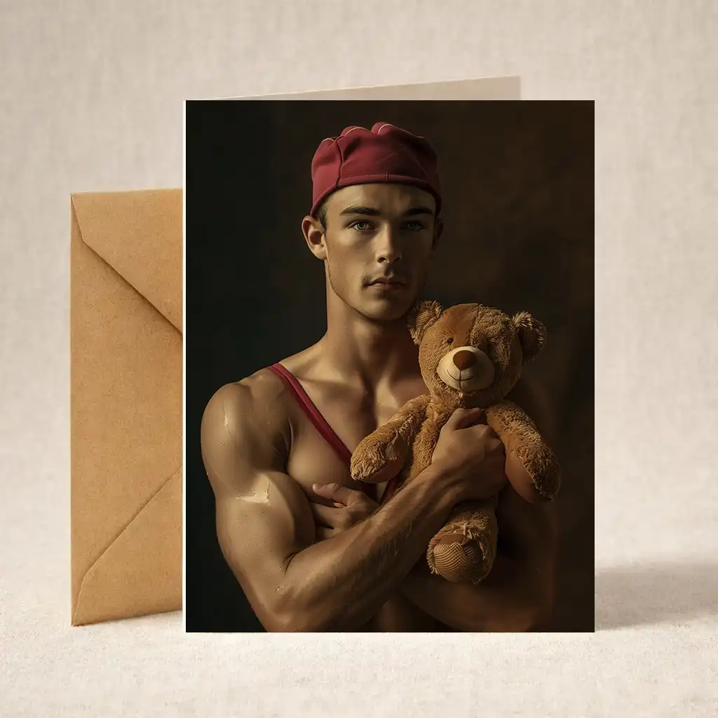 Greeting Card - Boy With Teddy Bear