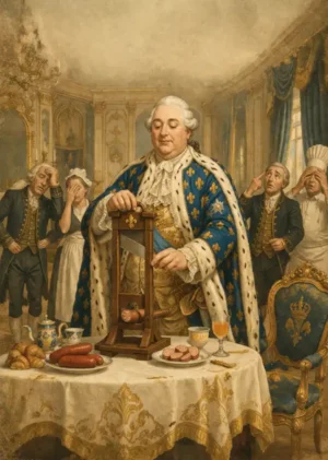Louis XVI cuts a sausage
